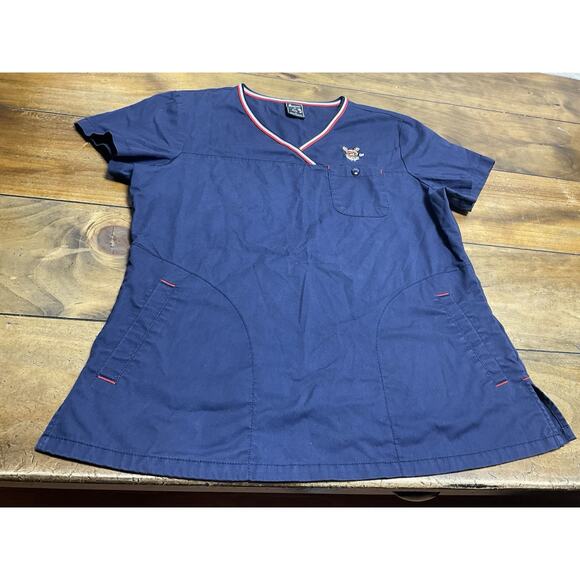 Tokidoki by Koi Women's Scrub Shirt Top Navy Blue W/Pockets Size Medium - Picture 1 of 11